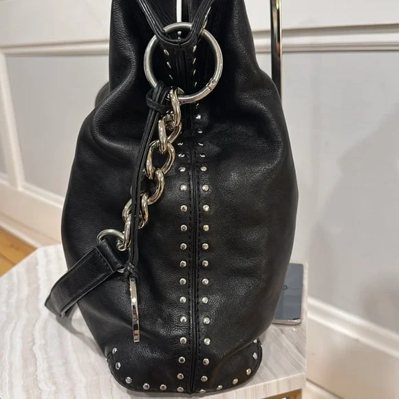 Michael Kors Bag Studded Black Leather Chain Hobo - Picture 5 of 17